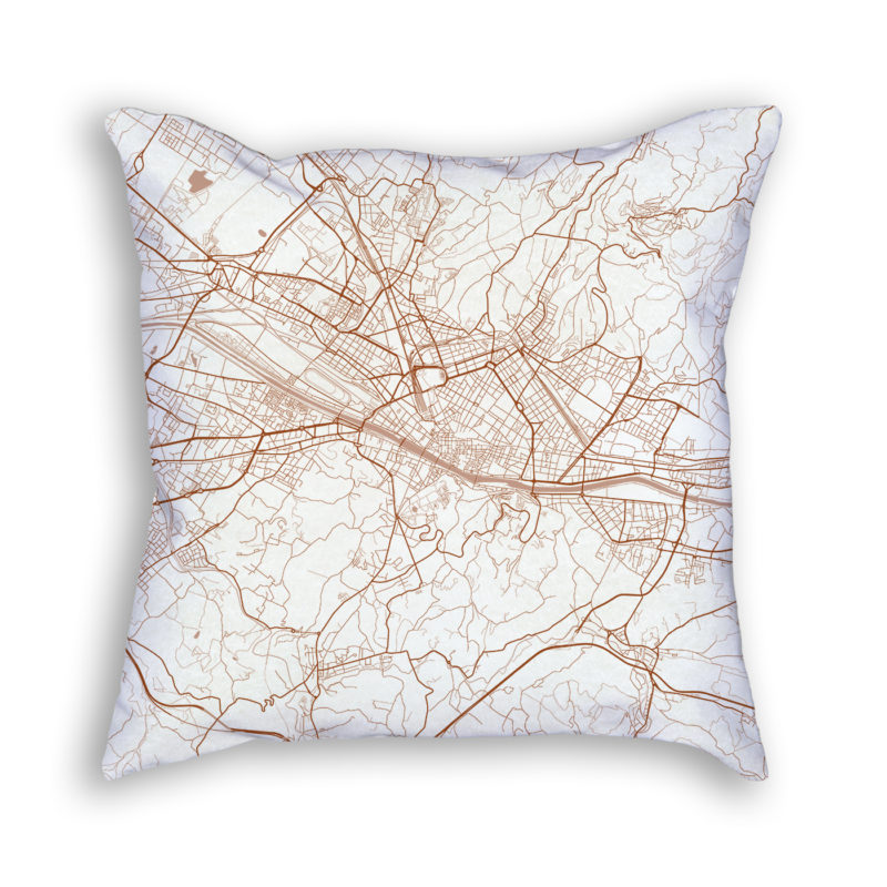 Florence Italy City Map Art Decorative Throw Pillow