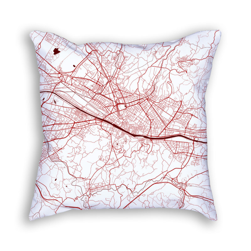 Florence Italy City Map Art Decorative Throw Pillow