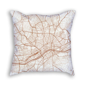 Frankfurt Germany City Map Art Decorative Throw Pillow