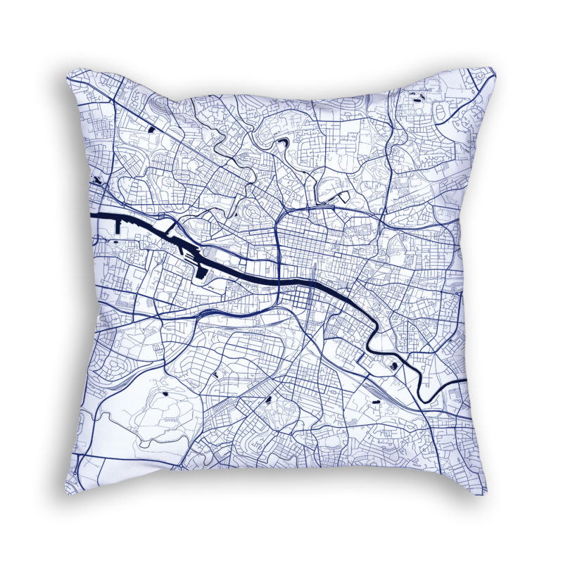 Glasgow Scotland City Map Art Decorative Throw Pillow