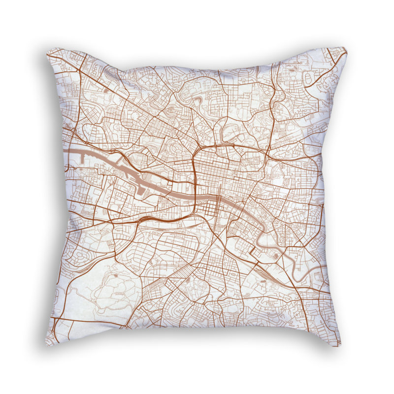 Glasgow Scotland City Map Art Decorative Throw Pillow