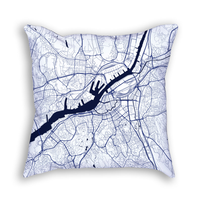 Gothenburg Sweden City Map Art Decorative Throw Pillow