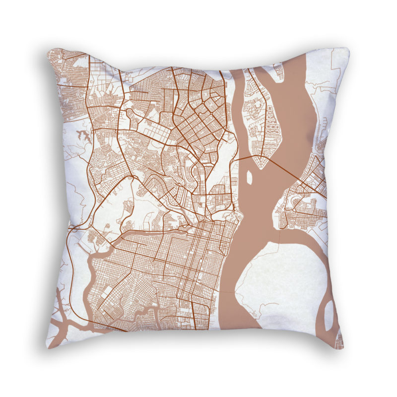 Guayaquil Ecuador City Map Art Decorative Throw Pillow