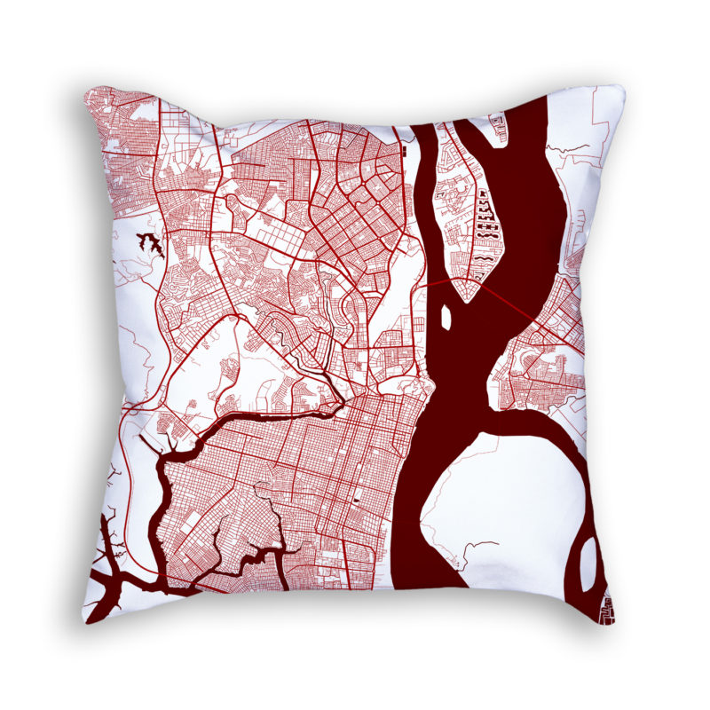 Guayaquil Ecuador City Map Art Decorative Throw Pillow