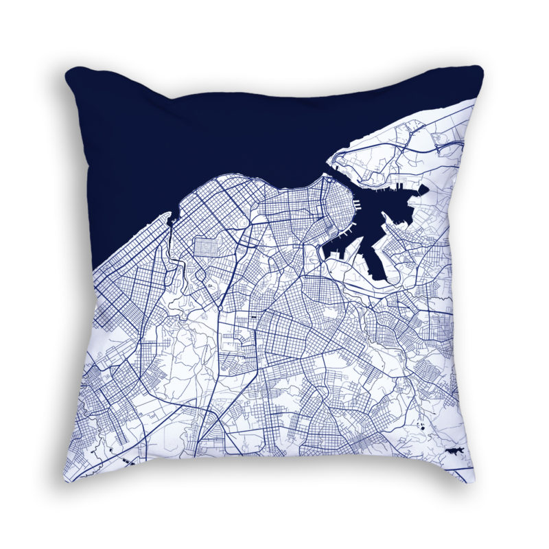 Havana Cuba City Map Art Decorative Throw Pillow