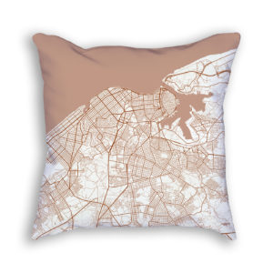 Havana Cuba City Map Art Decorative Throw Pillow