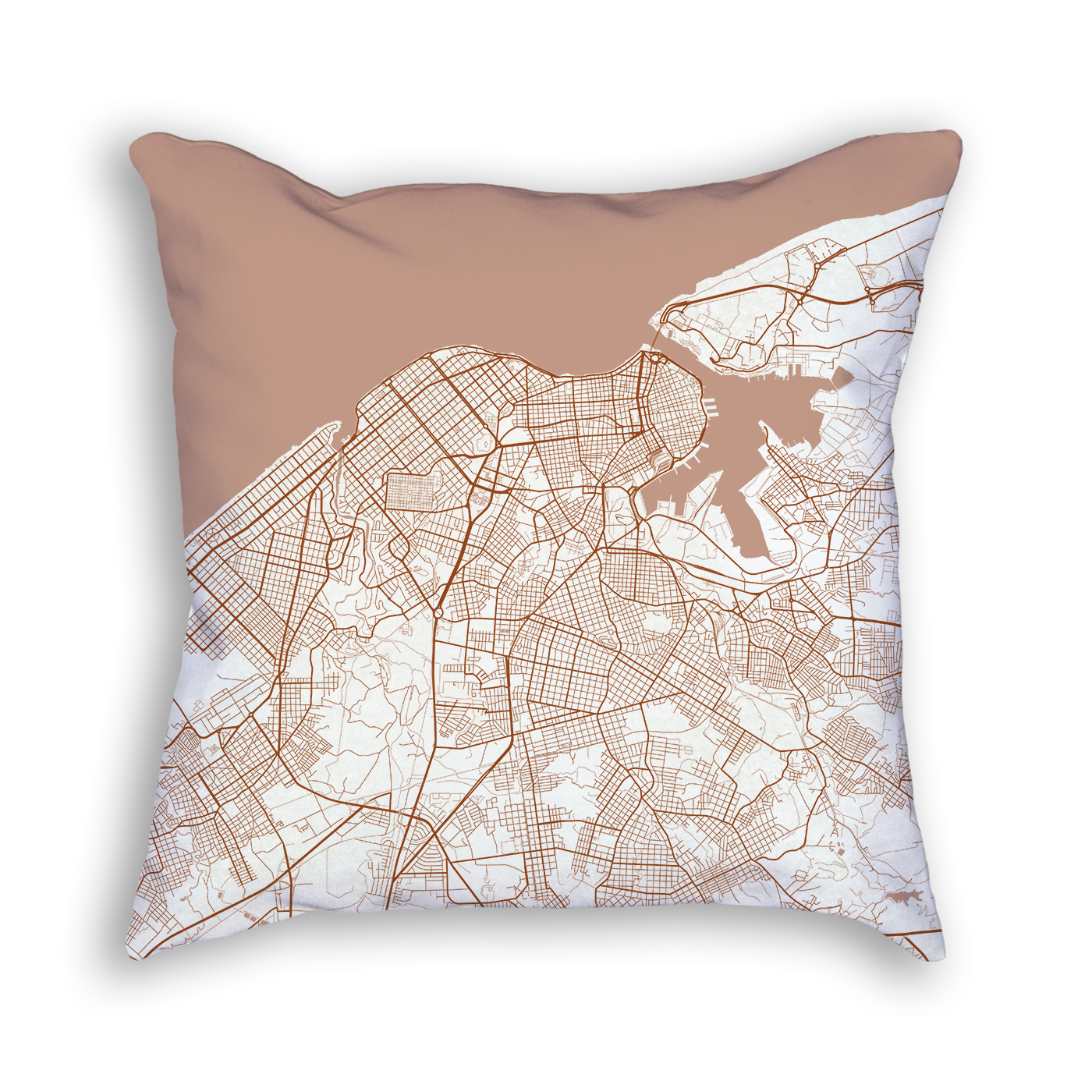 Havana Cuba City Map Art Decorative Throw Pillow