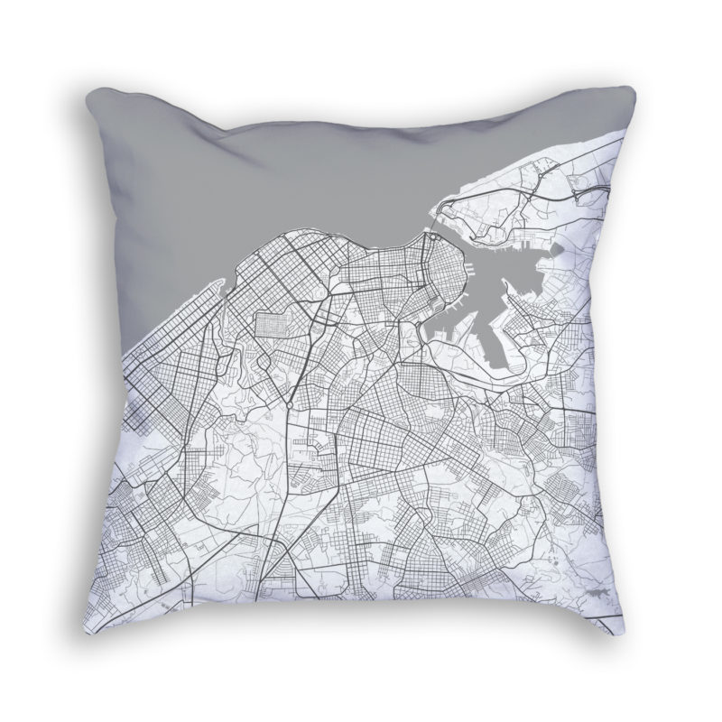 Havana Cuba City Map Art Decorative Throw Pillow