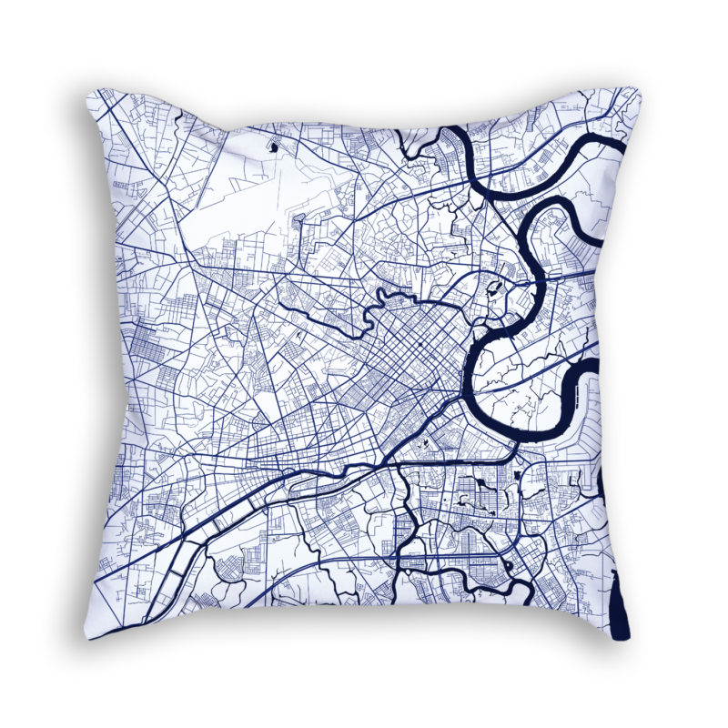 Ho Chi Minh City Vietnam City Map Art Decorative Throw Pillow