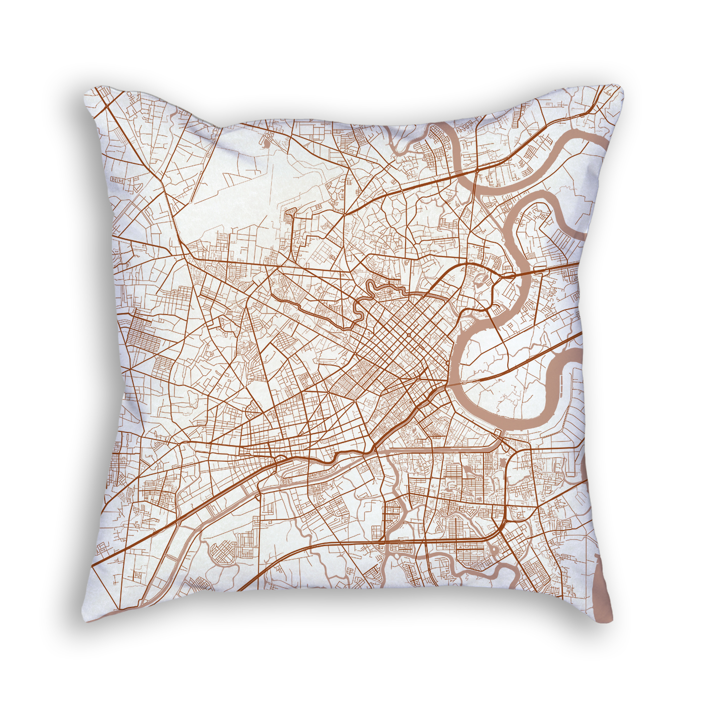 Ho Chi Minh City Vietnam City Map Art Decorative Throw Pillow