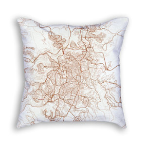 Jerusalem Israel City Map Art Decorative Throw Pillow