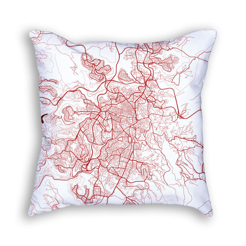 Jerusalem Israel City Map Art Decorative Throw Pillow