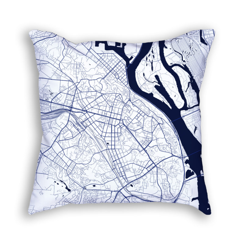 Kiev Ukraine City Map Art Decorative Throw Pillow