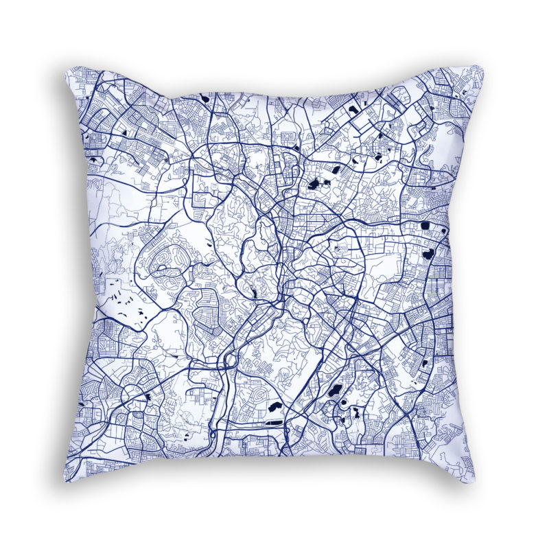 Kuala Lumpur Malaysia City Map Art Decorative Throw Pillow