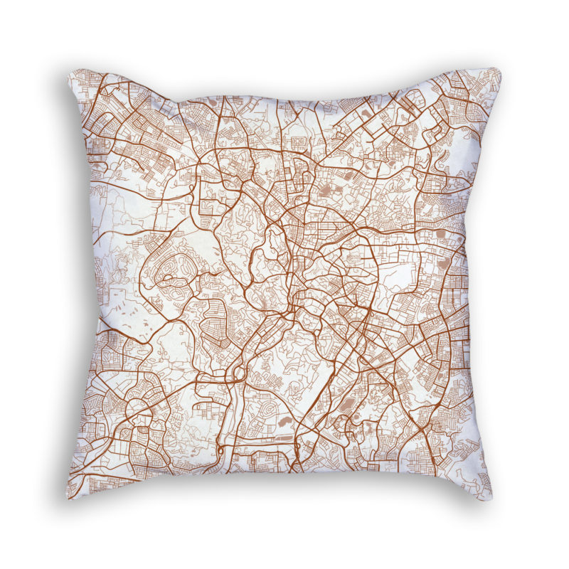 Kuala Lumpur Malaysia City Map Art Decorative Throw Pillow