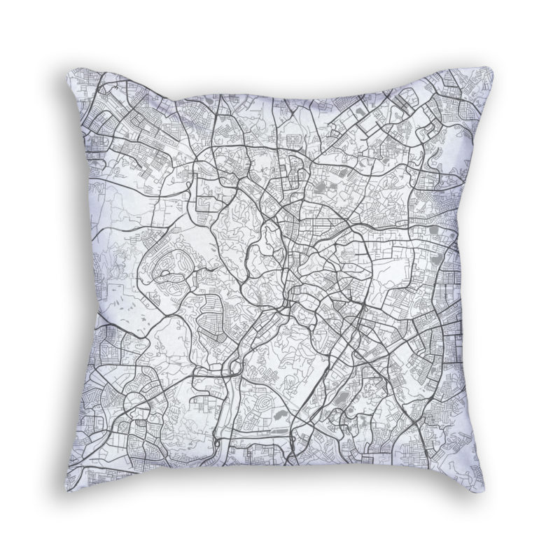 Kuala Lumpur Malaysia City Map Art Decorative Throw Pillow