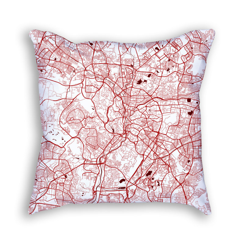 Kuala Lumpur Malaysia City Map Art Decorative Throw Pillow