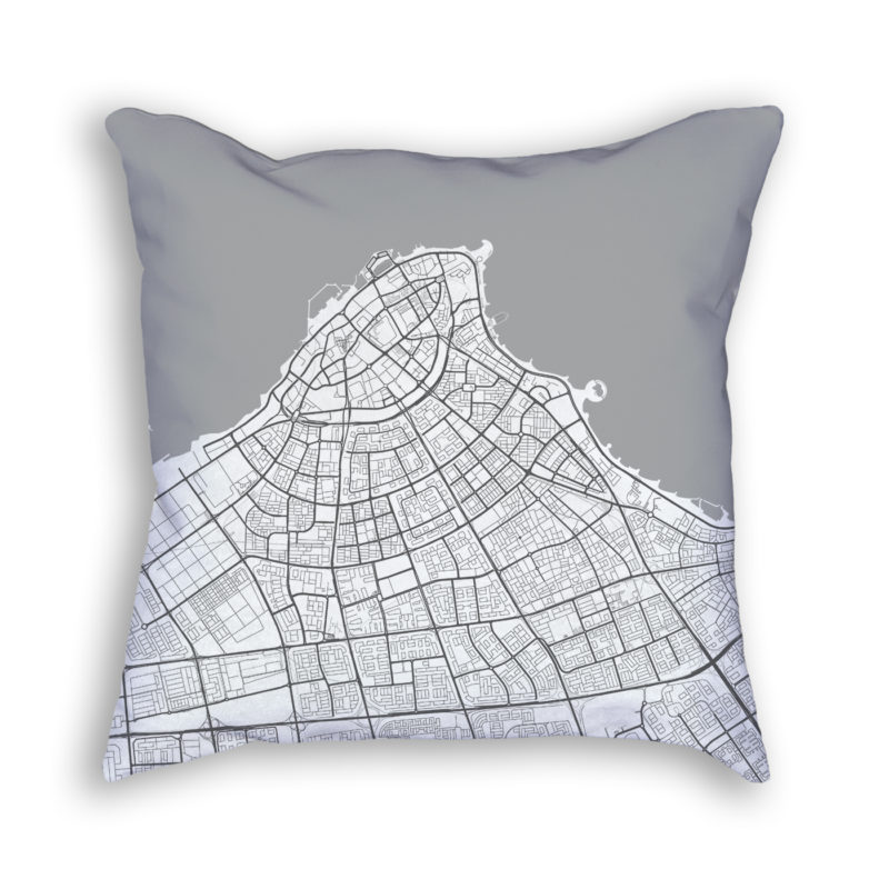 Kuwait City Kuwait City Map Art Decorative Throw Pillow