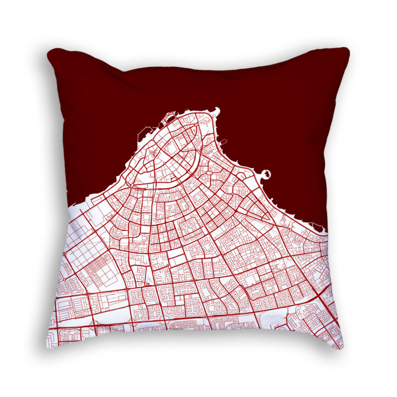 Kuwait City Kuwait City Map Art Decorative Throw Pillow