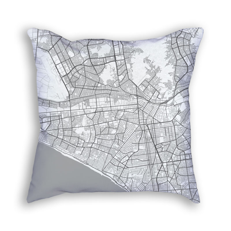 Lima Peru City Map Art Decorative Throw Pillow