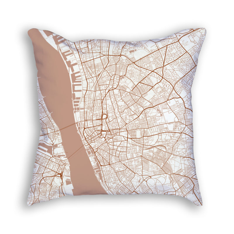 Liverpool England City Map Art Decorative Throw Pillow