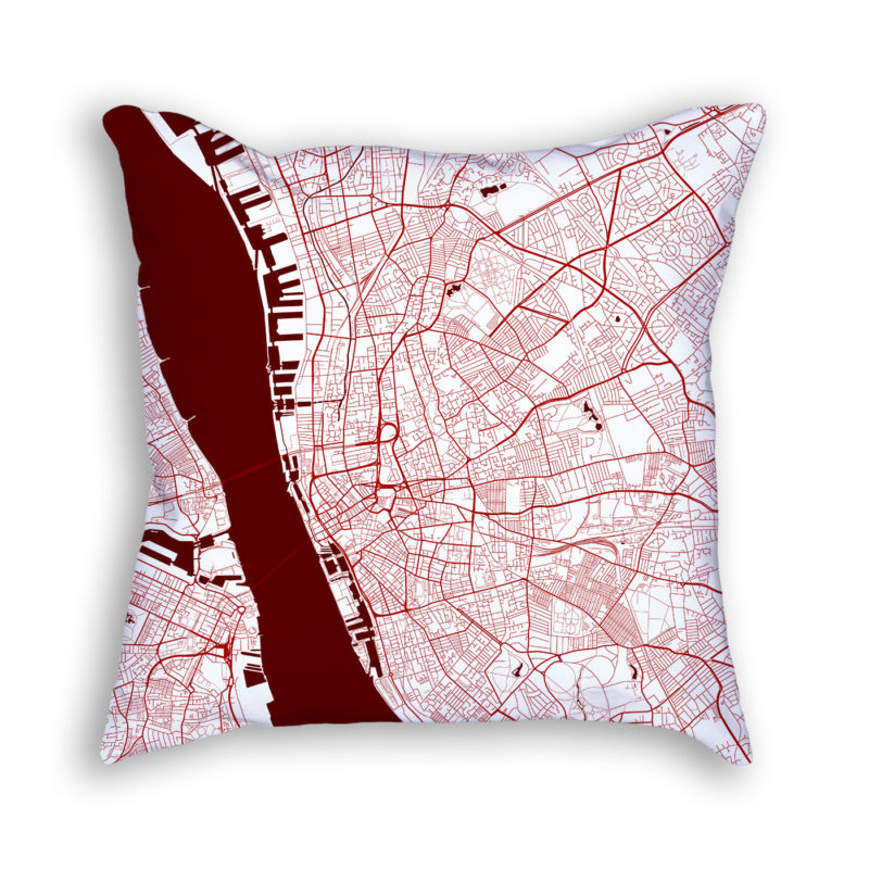 Liverpool England City Map Art Decorative Throw Pillow