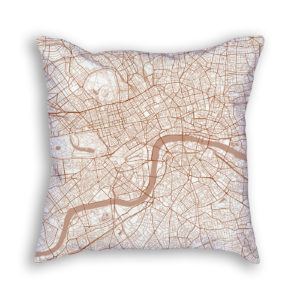 London England City Map Art Decorative Throw Pillow