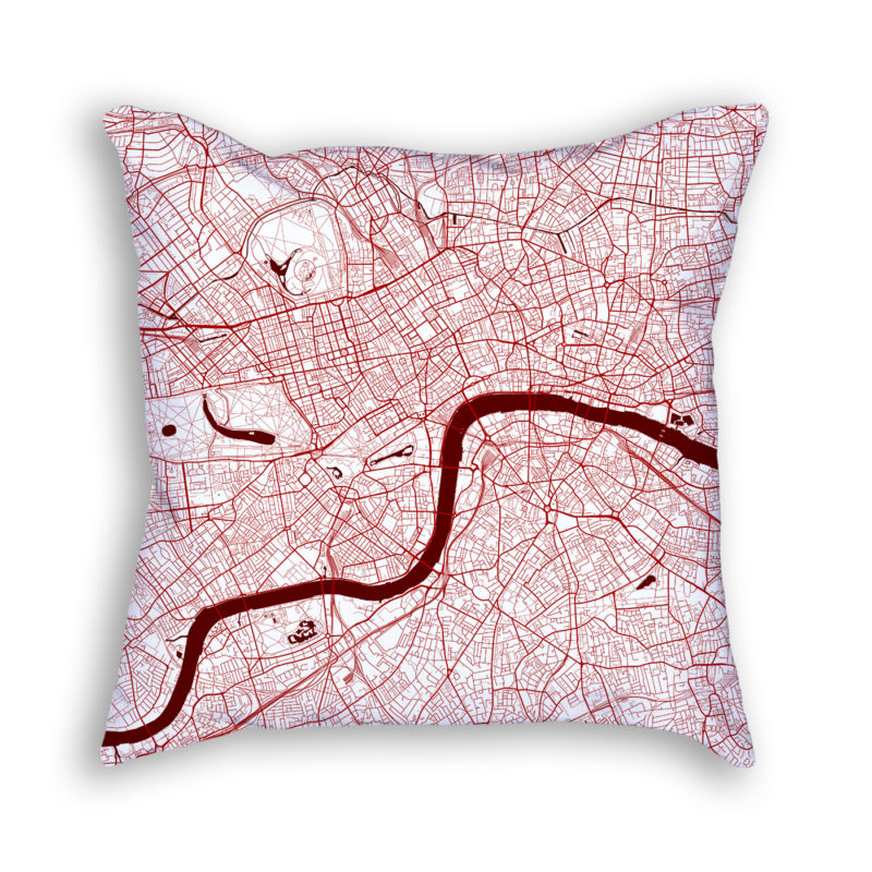 London England City Map Art Decorative Throw Pillow