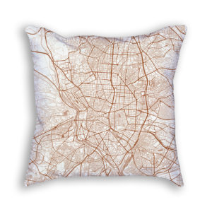 Madrid Spain City Map Art Decorative Throw Pillow