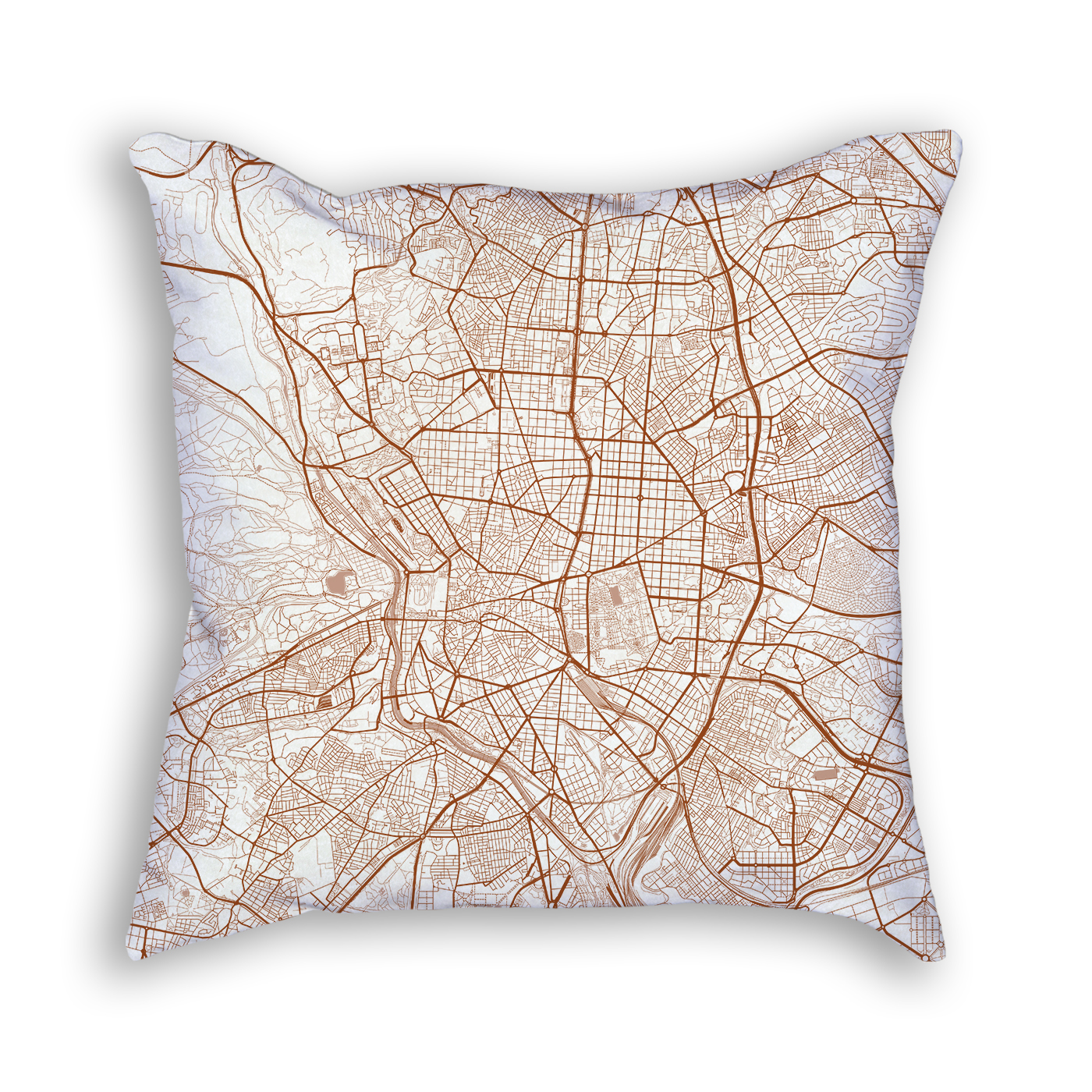 Madrid Spain City Map Art Decorative Throw Pillow