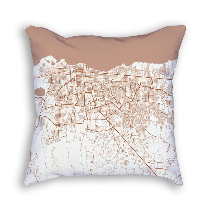 Managua Nicaragua City Map Art Decorative Throw Pillow