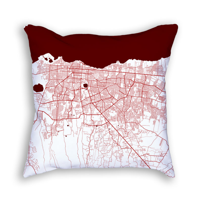 Managua Nicaragua City Map Art Decorative Throw Pillow
