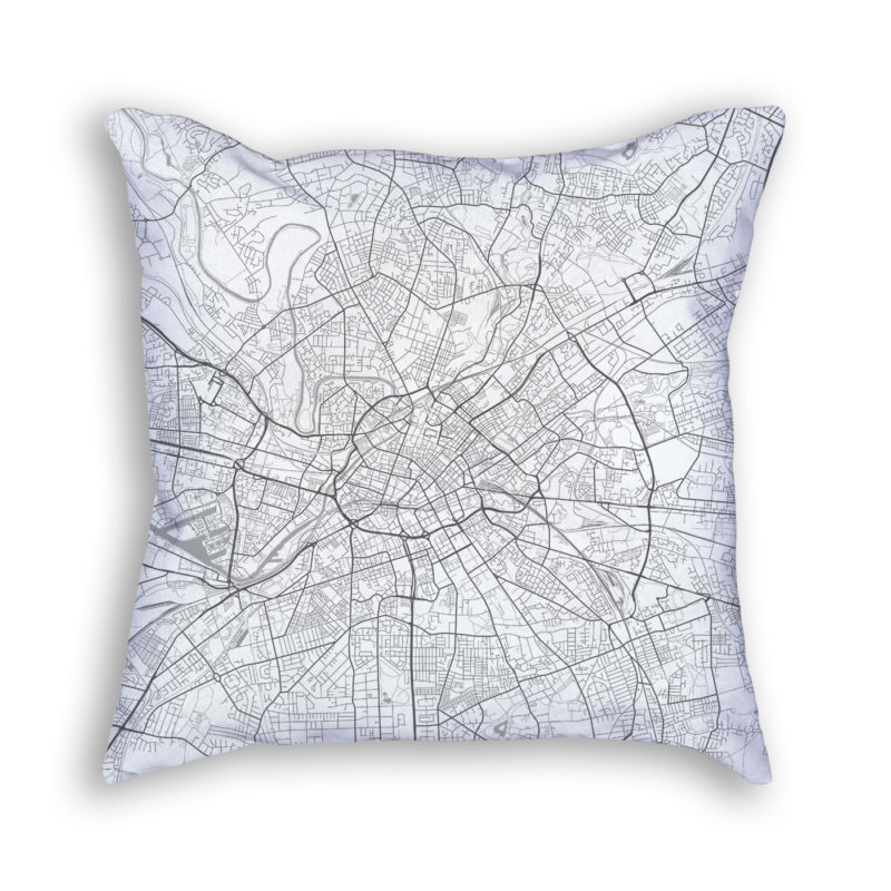 Manchester England City Map Art Decorative Throw Pillow