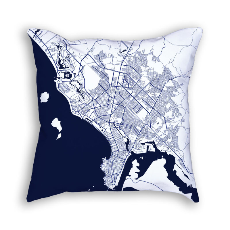 Mazatlan Mexico City Map Art Decorative Throw Pillow