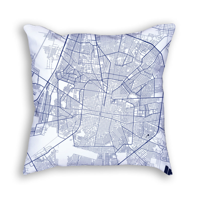 Merida Mexico City Map Art Decorative Throw Pillow