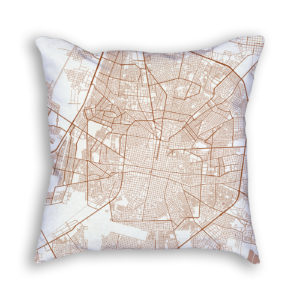 Merida Mexico City Map Art Decorative Throw Pillow