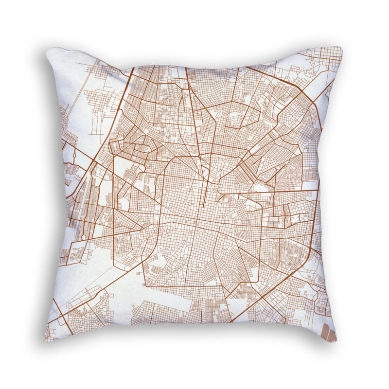 Merida Mexico City Map Art Decorative Throw Pillow