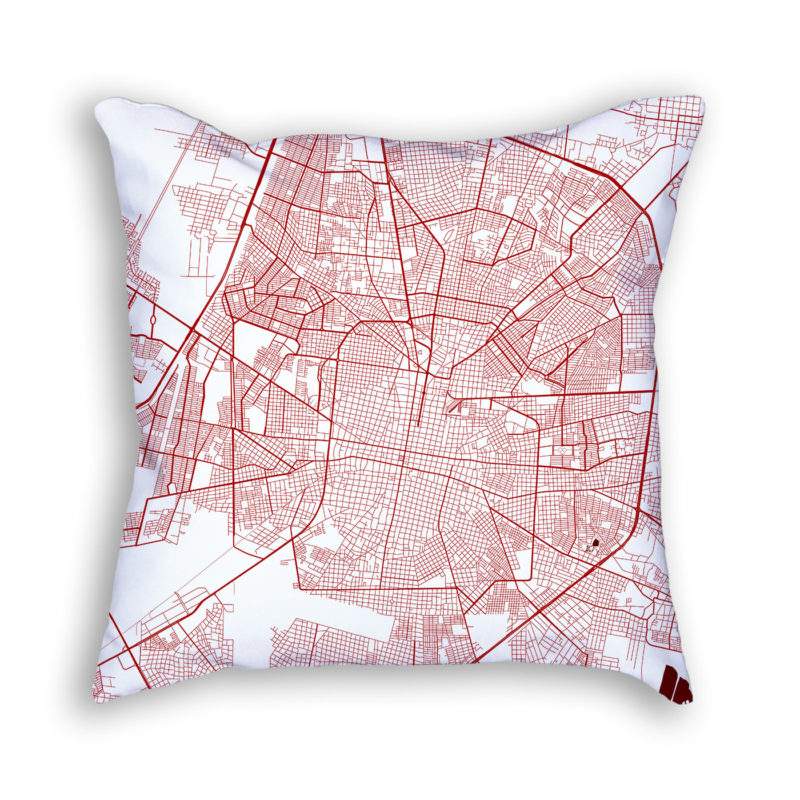 Merida Mexico City Map Art Decorative Throw Pillow