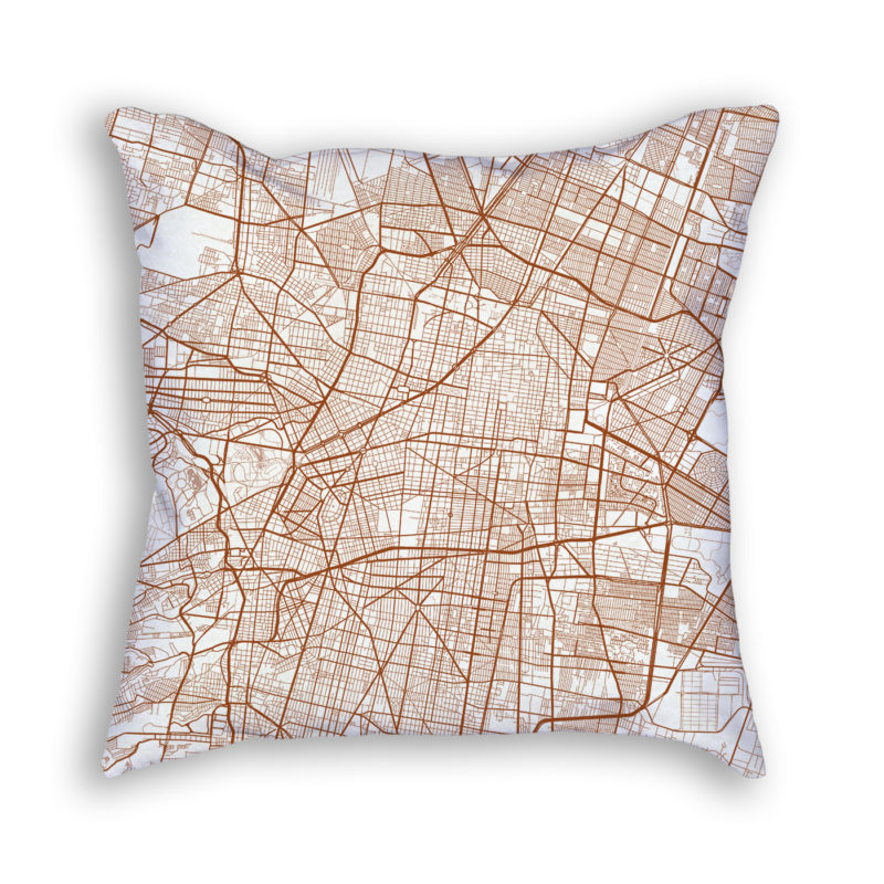 Mexico City Mexico City Map Art Decorative Throw Pillow