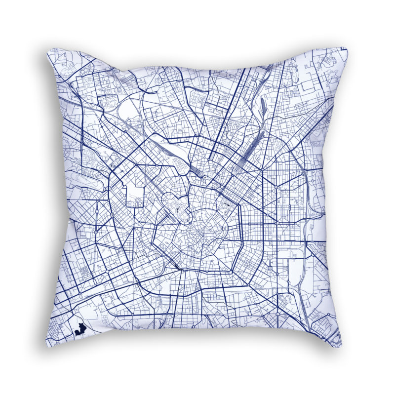 Milan Italy City Map Art Decorative Throw Pillow