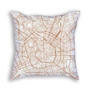 Milan Italy City Map Art Decorative Throw Pillow