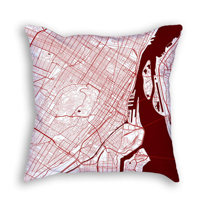 Montreal Canada City Map Art Decorative Throw Pillow