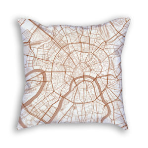 Moscow Russia City Map Art Decorative Throw Pillow