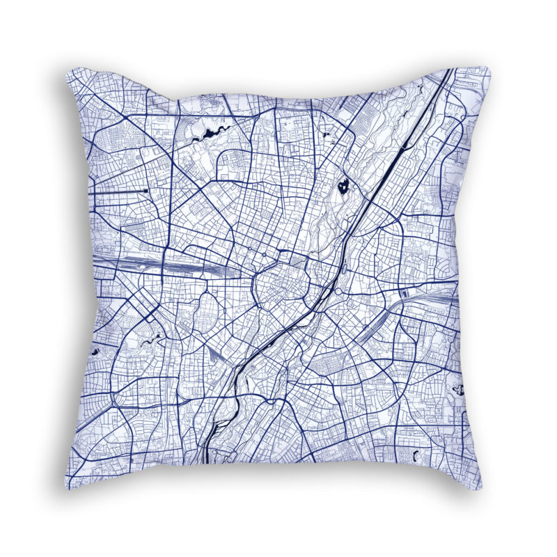 Munich Germany City Map Art Decorative Throw Pillow