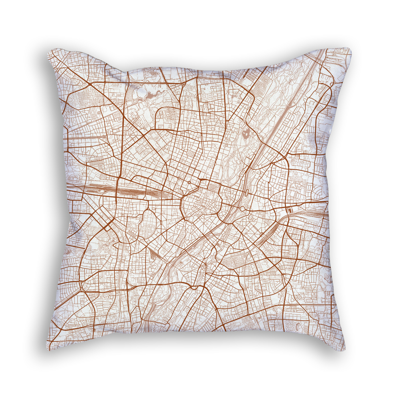 Munich Germany City Map Art Decorative Throw Pillow