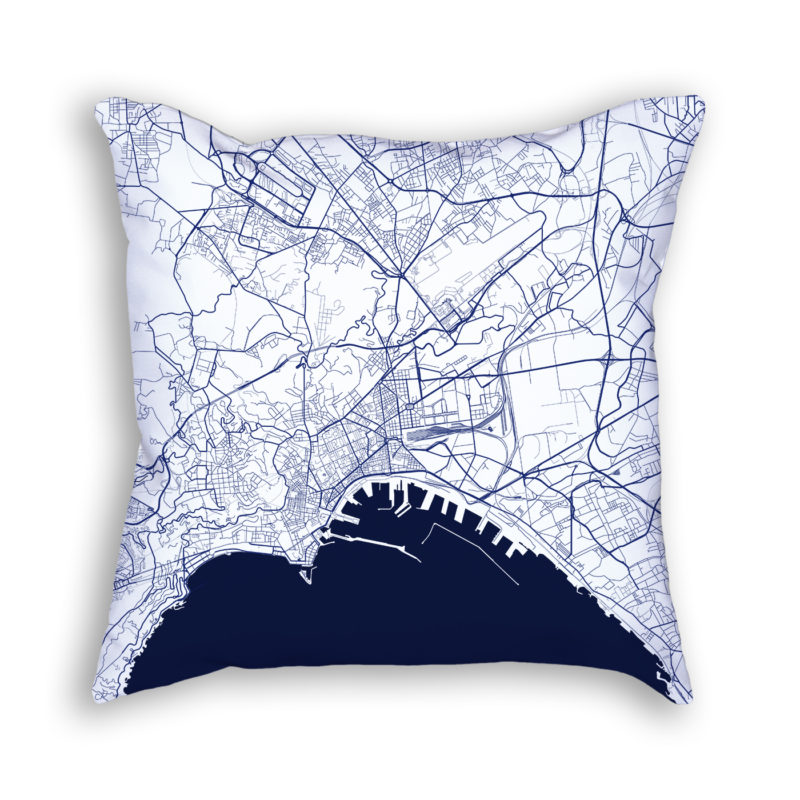 Naples Italy City Map Art Decorative Throw Pillow