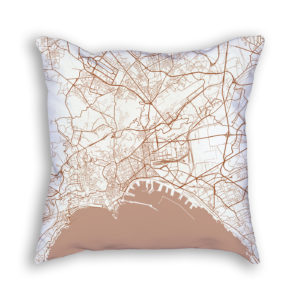 Naples Italy City Map Art Decorative Throw Pillow