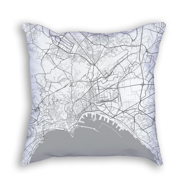 Naples Italy City Map Art Decorative Throw Pillow