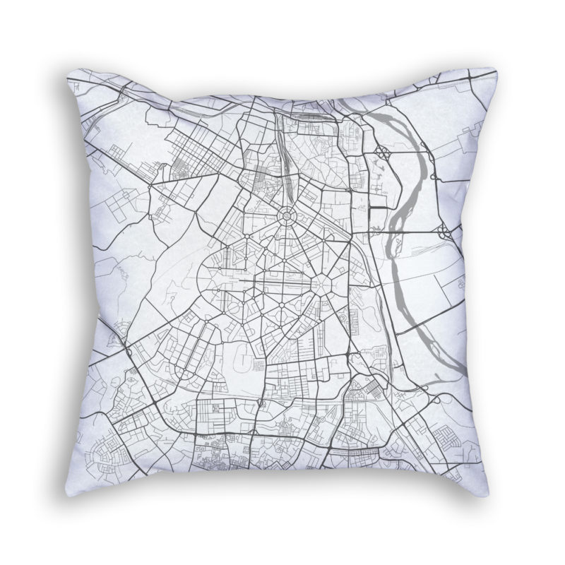 New Delhi India City Map Art Decorative Throw Pillow