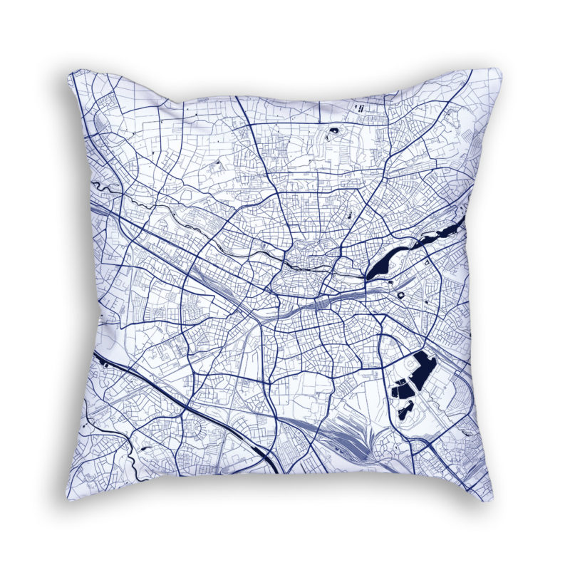 Nuremberg Germany City Map Art Decorative Throw Pillow